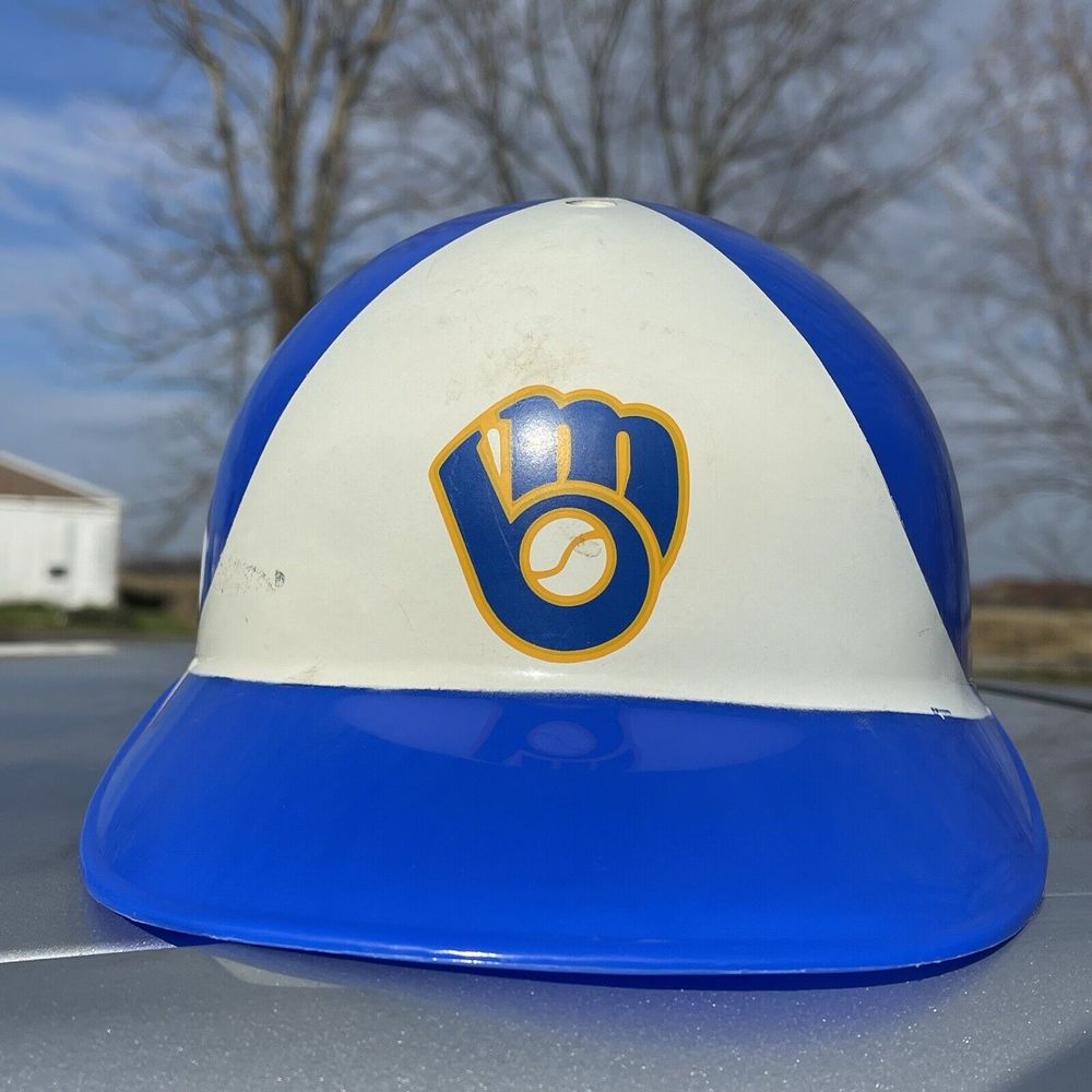 Vintage 1969 Adjustrap Milwaukee Brewers Blue Plastic Baseball Helmet - Rare